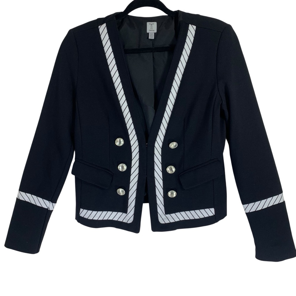 Tristan open Front blk & wht cropped Jkt Long Sleeve  Blazer Coat sz Small